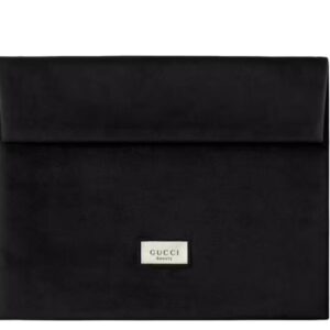 شنطة قوتشي الأصلية للمكياج – المخمل الأسود Gucci Velvet Makeup Bag – Black (Original)