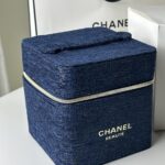 Chanel Navy Quilted Square Handbag / Makeup Bag