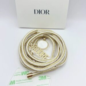 DIOR Phone Strap – J’ADORE Gold & White Rope Lanyard with Charms (Limited Edition)