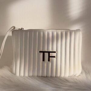 Tom Ford Padded White Handbag / Cosmetic Bag