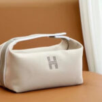 Hermès Canvas Makeup Pouch – Grey بدون كيس و بكس