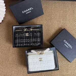 Chanel White Tweed Mini Bag with Versatile Chain Strap