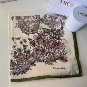 Dior Green Floral Silk Scarf 50*50 cm
