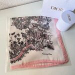 Dior Pink Floral Silk Scarf 50*50 cm