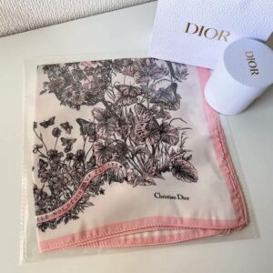 Dior Pink Floral Silk Scarf 50*50 cm