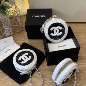 Chanel Tweed Mini Round Charm Bag