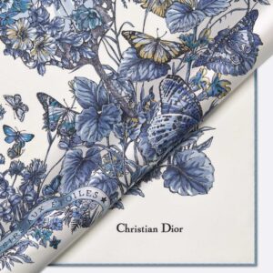 Christian Dior Butterfly Floral Scarf 90×90 cm لون الازرق مع الكيس