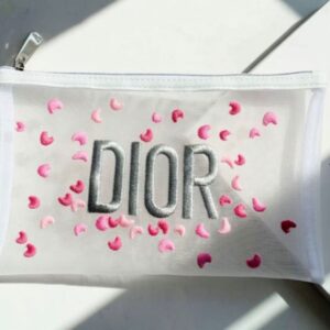 Dior Floral Mesh Makeup Pouch with box