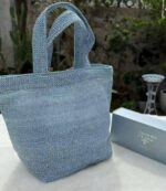 ⁦Prada Light Blue Raffia Shopping Bag⁩ - الصورة ⁦2⁩