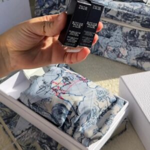 Dior Makeup Bag Set with Rouge Lipstick Shades 100 & 999