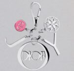 Dior Joy Keychain Bag Charm Pink Enamel Silvertone Metal