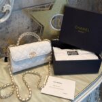 Chanel Mini Kelly White Caviar Leather Bag