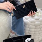 Chanel Quilted Cloth Makeup Bag with Branded Box
