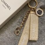 Chanel White Ribbon Keychain