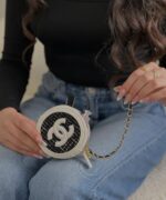 Chanel Tweed Mini Round Charm Bag