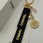 Chanel Black Ribbon Keychain