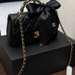 CHANEL Mini Flap Bag with Satin Bow BLACK
