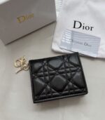 Lady Dior Black Lambskin Card Holder with Dior Gift Pouch