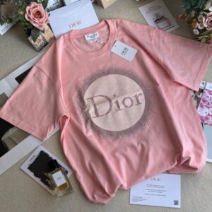 Dior Pink Crystal Logo T-Shirt