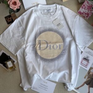 Dior White Crystal Logo T-Shirt