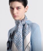 ⁦Christian Dior Miss Dior Blue & White Scarf 90*90 CM⁩ - الصورة ⁦2⁩