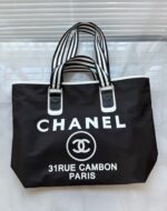 CHANEL Paris Canvas Tote Bag – Black