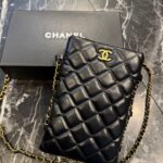 Chanel Mini Black Quilted Phone Bag without box