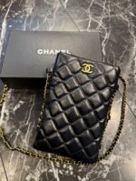 Chanel Mini Black Quilted Phone Bag without box