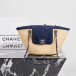 Chanel Raffia & Denim Shoulder Bag