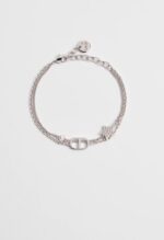 Petit CD Double Bracelet – Silver-Finish Metal & Crystals