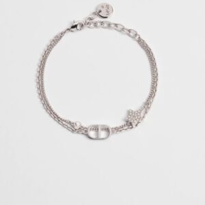 Petit CD Double Bracelet – Silver-Finish Metal & Crystals