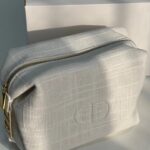 Dior White Textured Makeup Pouch