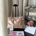Champagne Satin Ruffle Tote Bag
